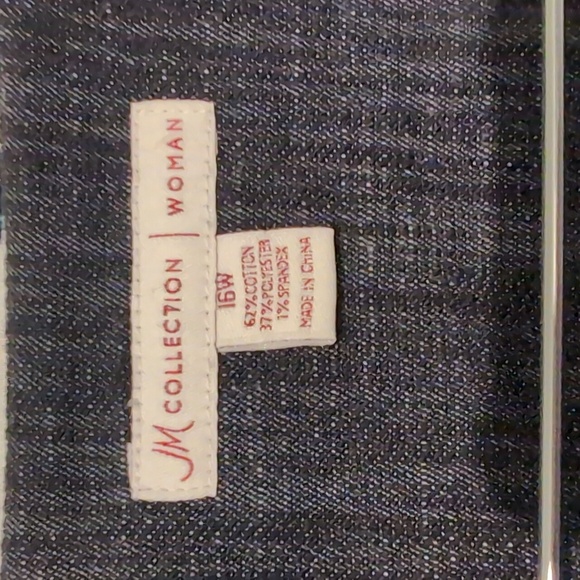 Denim look flared skirt suit w brass hardware - Picture 2 of 4